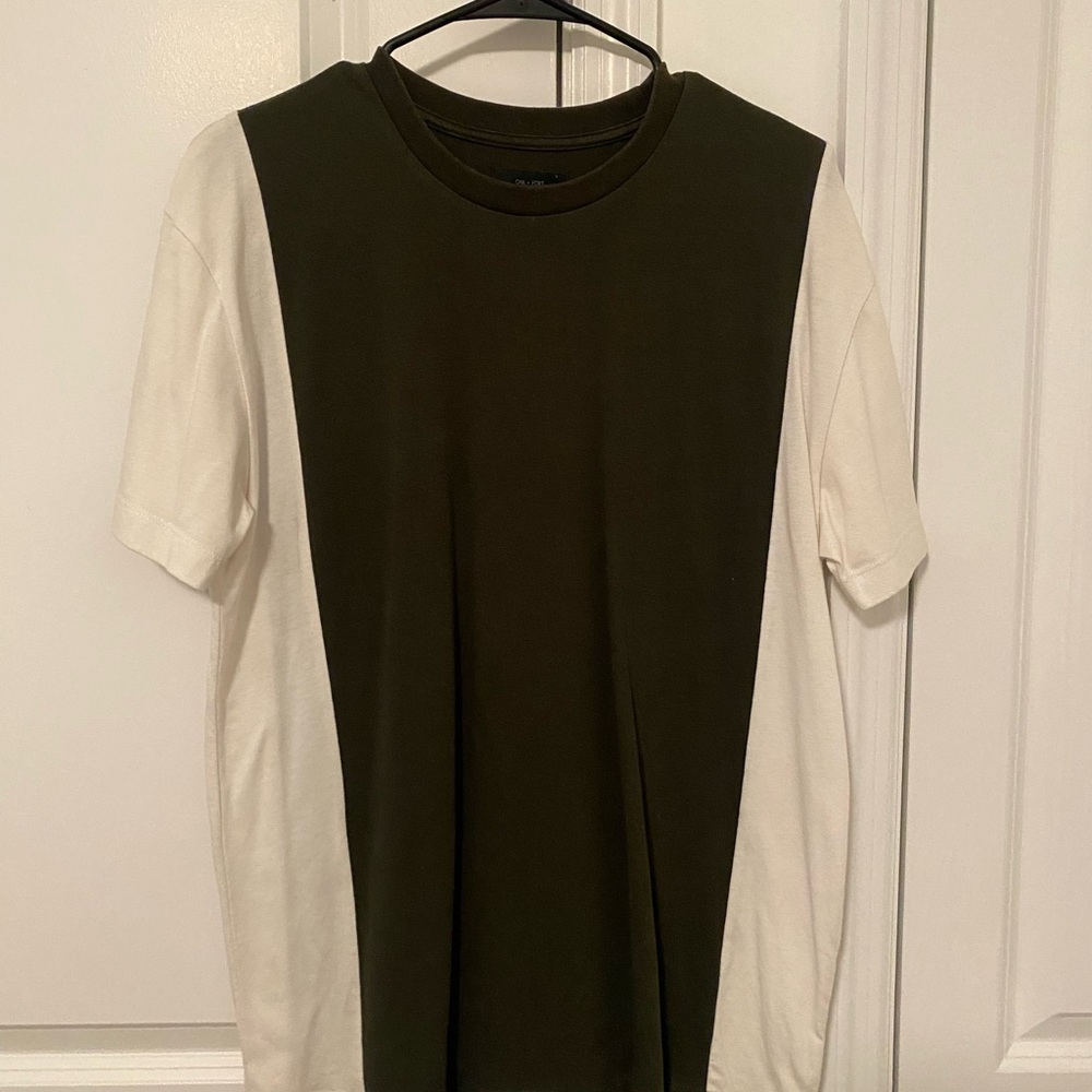 OAK + FORT Olive Green & White Two-Tone Crew Tee